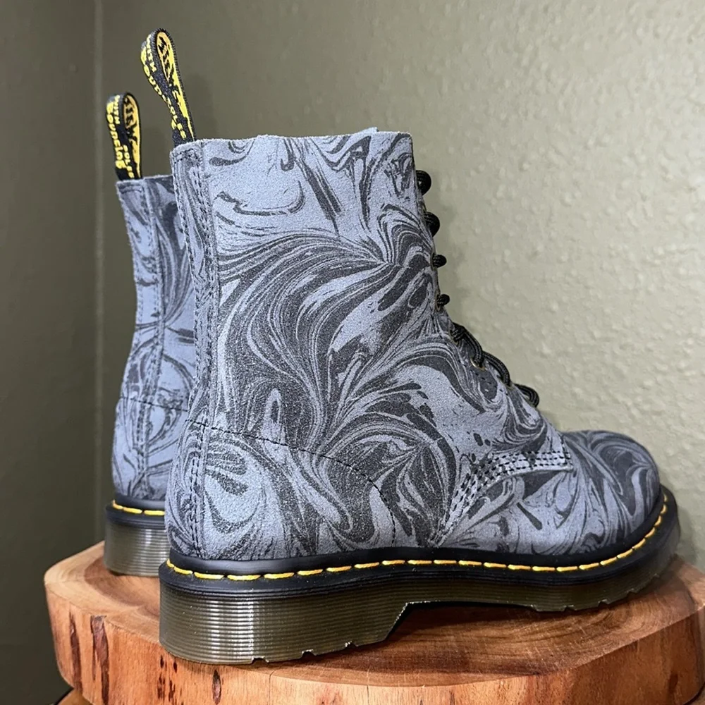 DR. MARTENS 1460 Pascal Marbled Suede Lace Up Boots - Picture 7 of 16